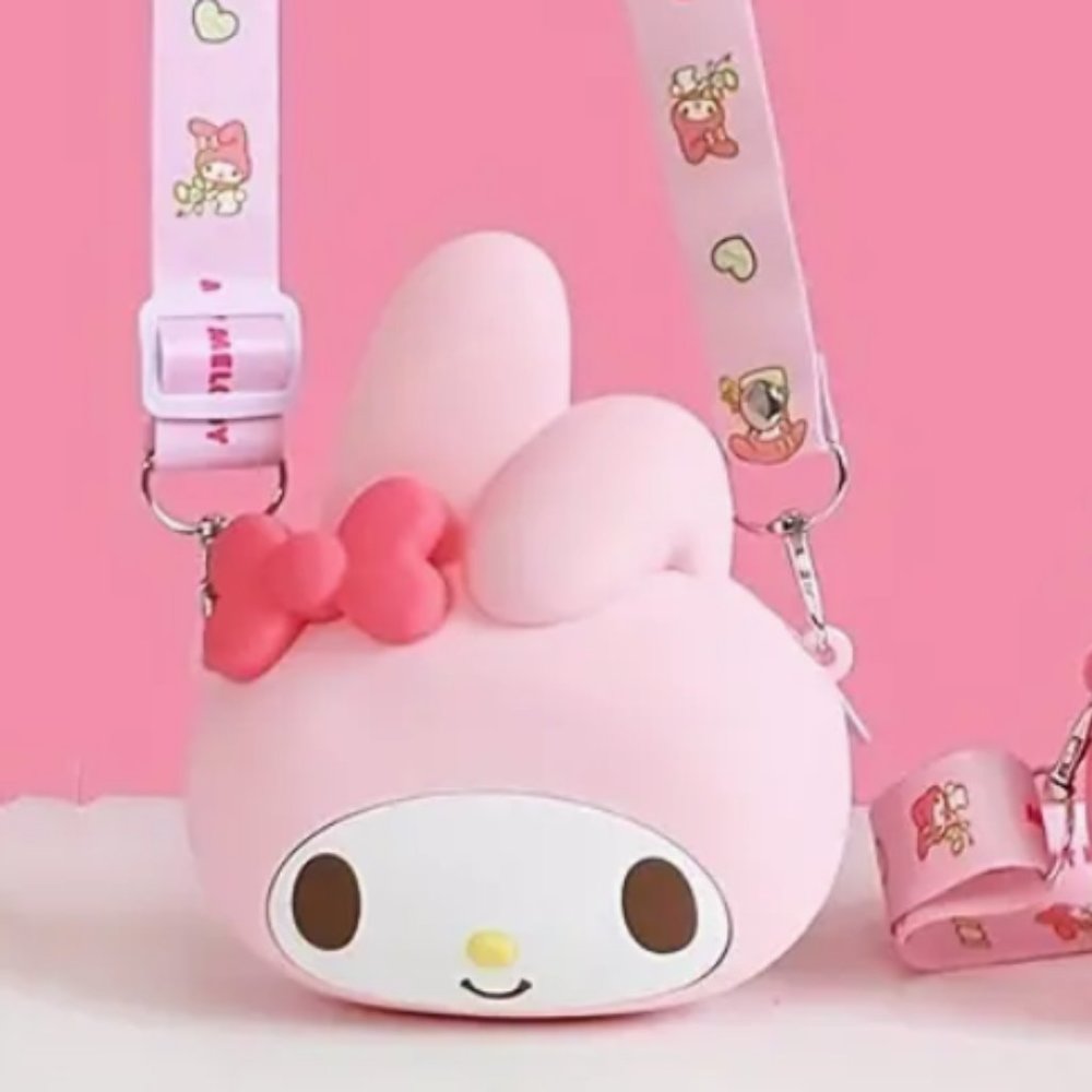 Sanrio My Melody Pink Bunny Silicone Crossbody Bag Purse (Hello Kitty & Friends)